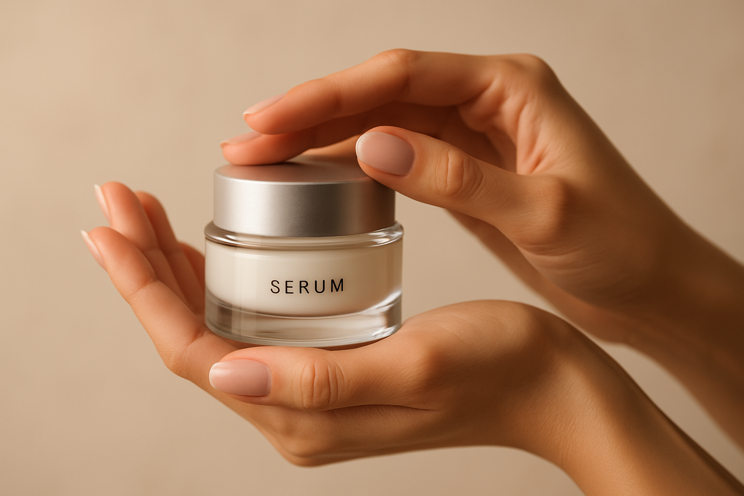 🕯️ 4. Mãos segurando um produto
Uma mão feminina ou neutra segurando um frasco, batom ou hidratante.
➡️ Cria conexão emocional e humaniza o banner “Compre os lançamentos fresquinhos!”.