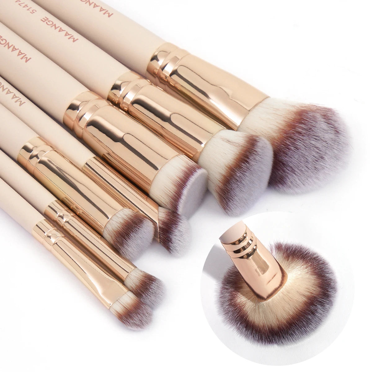 Kit 7 Pincéis de Maquiagem MAANGE – Base, Pó, Corretivo e Blush com Cerdas Macias