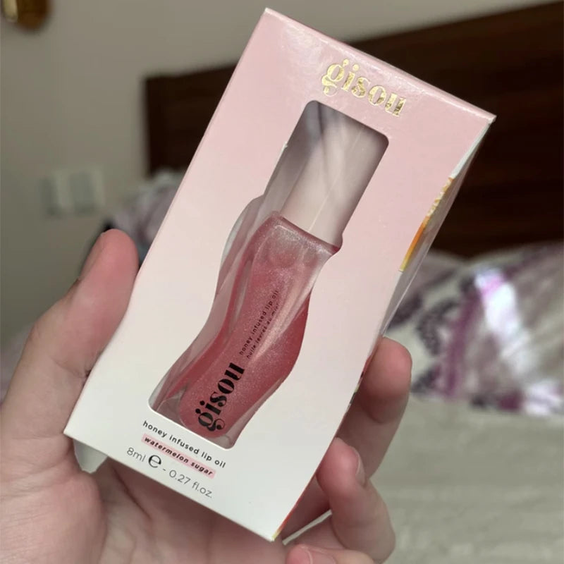 Gisou Gloss Labial Hidratante 2 em 1 | Óleo Labial + Esfoliante | Volume Natural, Brilho Cereja & Efeito Preenchido 💋