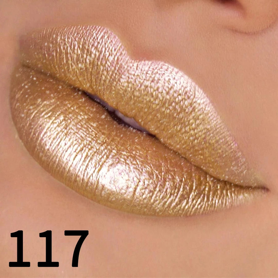 Batom Glitter 19 Cores – Hidratação, Brilho Metalizado e Alta Pigmentação