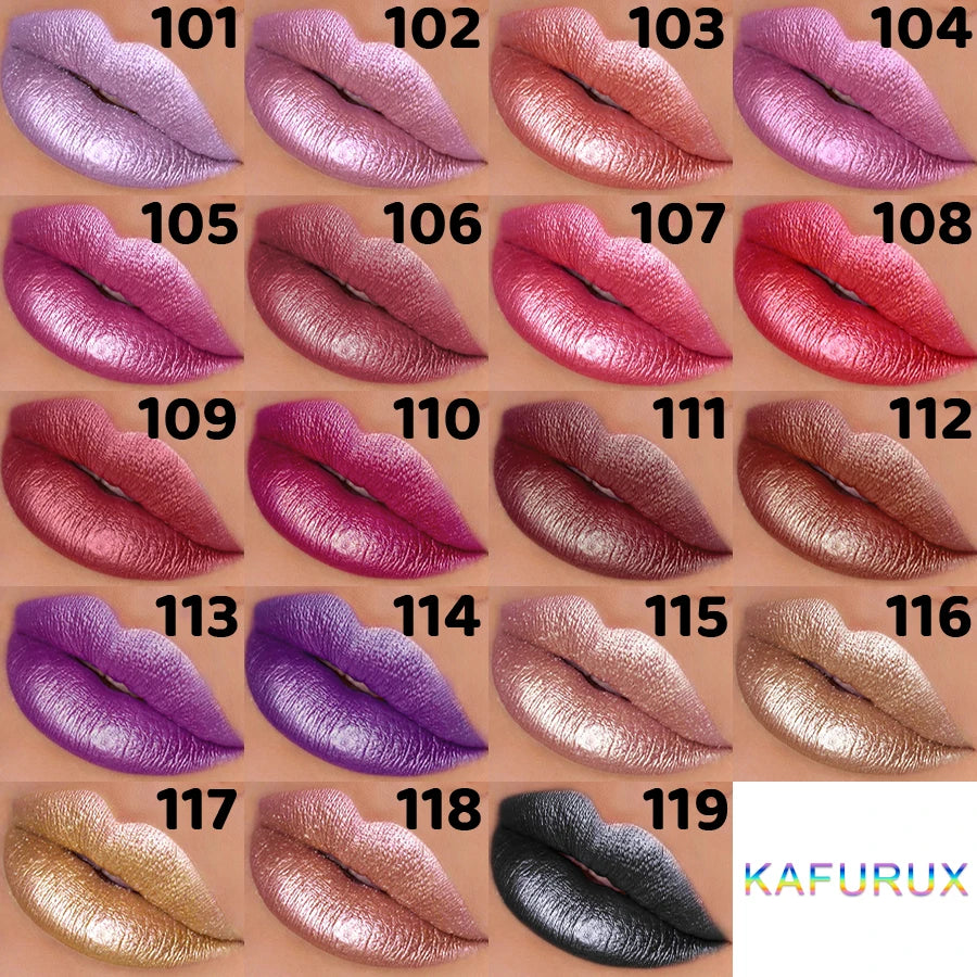 Batom Glitter 19 Cores – Hidratação, Brilho Metalizado e Alta Pigmentação