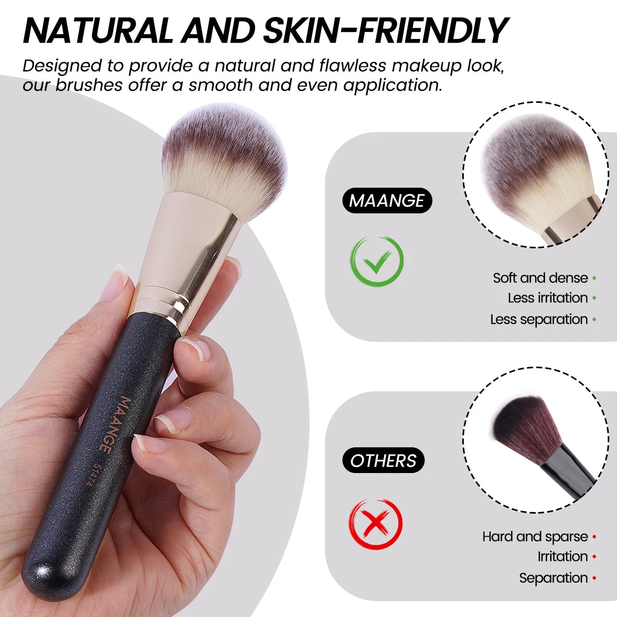 Kit 7 Pincéis de Maquiagem MAANGE – Base, Pó, Corretivo e Blush com Cerdas Macias