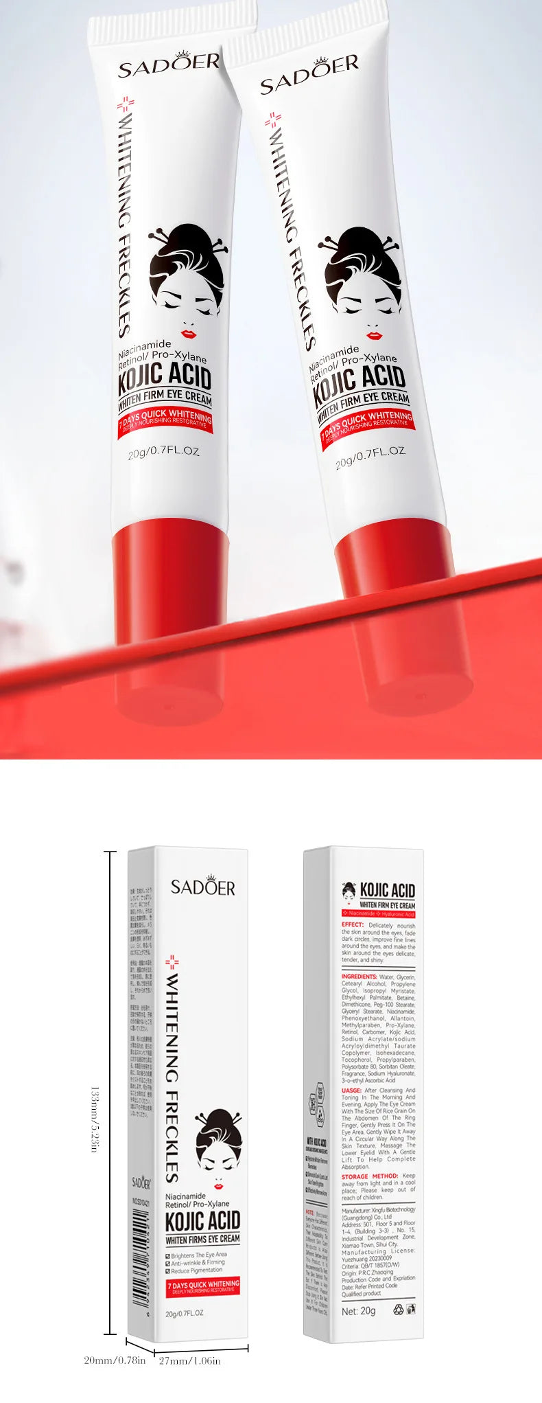 Creme para Olhos SADOER com Ácido Kójico e Retinol | Antiolheiras, Reduz Bolsas e Firma a Pele 💆♀️Creme para Olhos SADOER com Ácido Kójico e Retinol | Antiolheiras, Reduz Bolsas e Firma a Pele 💆♀️