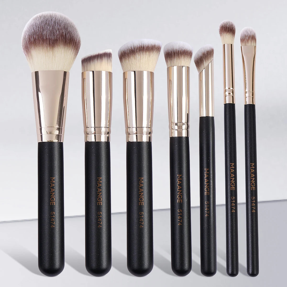 Kit 7 Pincéis de Maquiagem MAANGE – Base, Pó, Corretivo e Blush com Cerdas Macias