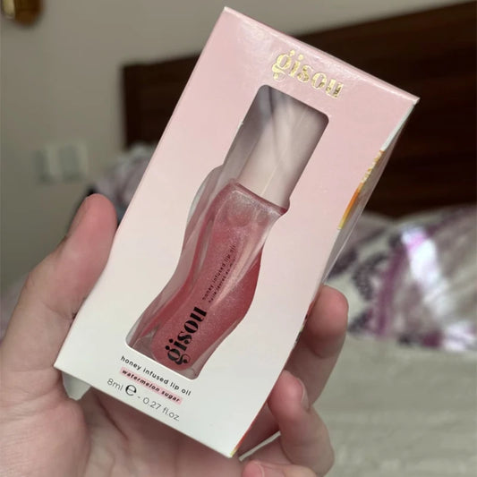 Gisou Gloss Labial Hidratante 2 em 1 | Óleo Labial + Esfoliante | Volume Natural, Brilho Cereja & Efeito Preenchido 💋