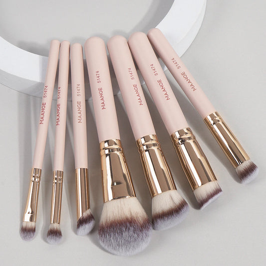 Kit 7 Pincéis de Maquiagem MAANGE – Base, Pó, Corretivo e Blush com Cerdas Macias